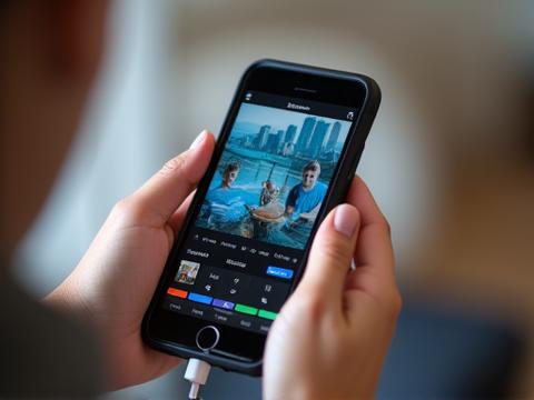 Person bearbeitet ein Video am Computer